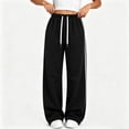 thumbnail image 1 of Ruohan Women's Wide Leg Sweatpants, High Waist Drawstring Track Pants with Pockets, Side Stripe, 1 of 8