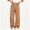thumbnail image 1 of Ruohan Women's Wide Leg Sweatpants, High Waist Drawstring Track Pants with Pockets, Side Stripe, 1 of 8
