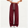 thumbnail image 1 of Ruohan Women's Wide Leg Sweatpants, High Waist Drawstring Track Pants with Pockets, Side Stripe, 1 of 8