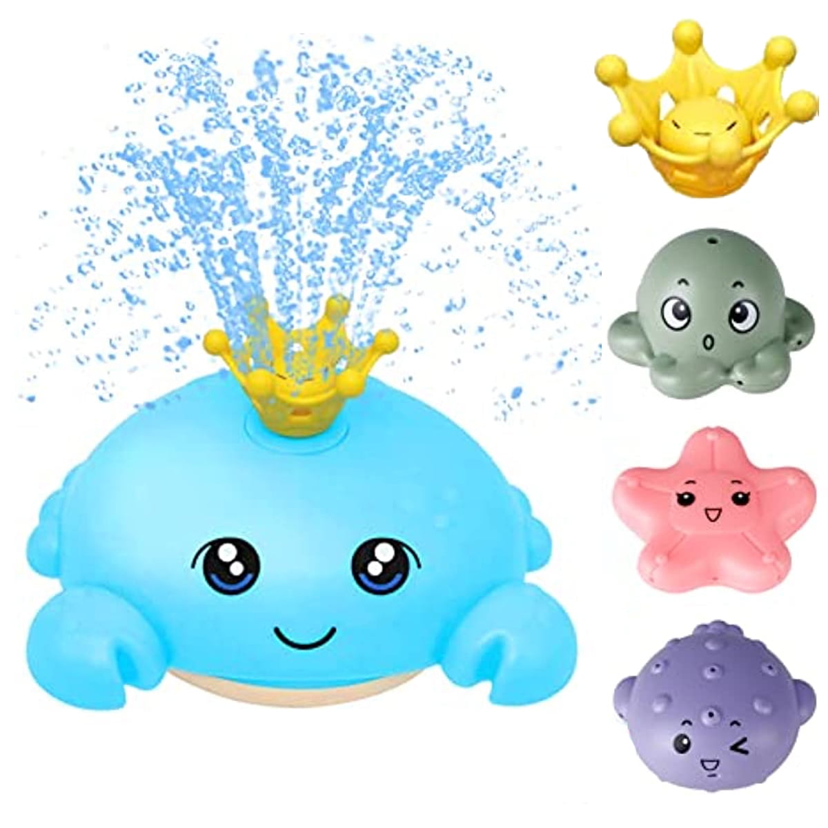Ruohey Baby Bath Toy With 4 Water Spray Modes,Light Up Crab Tub Toys for Toddler Kids,Auto