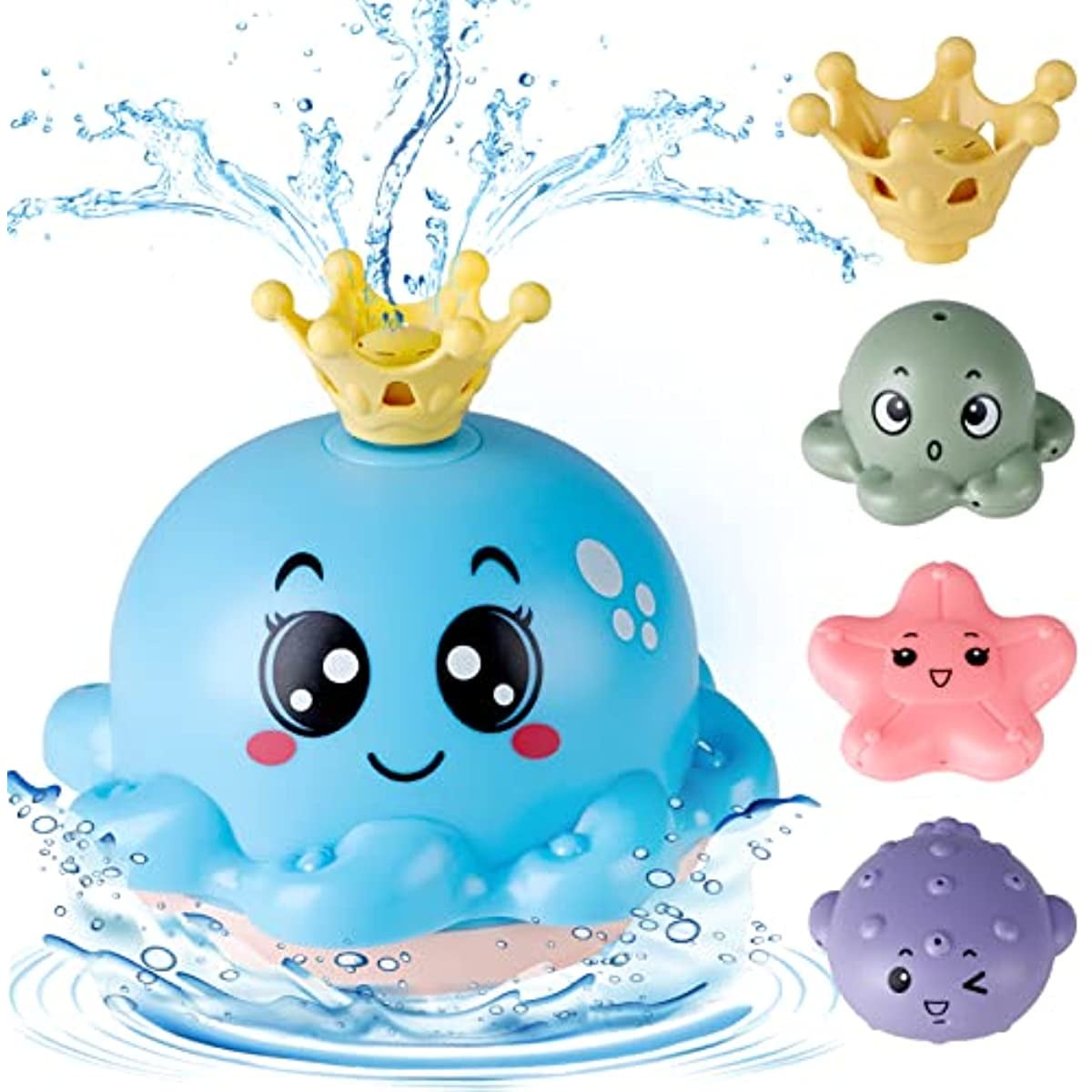 "Ruohey Baby Bath Toy With 4 Water Spray Modes,Light Up Octopus Tub