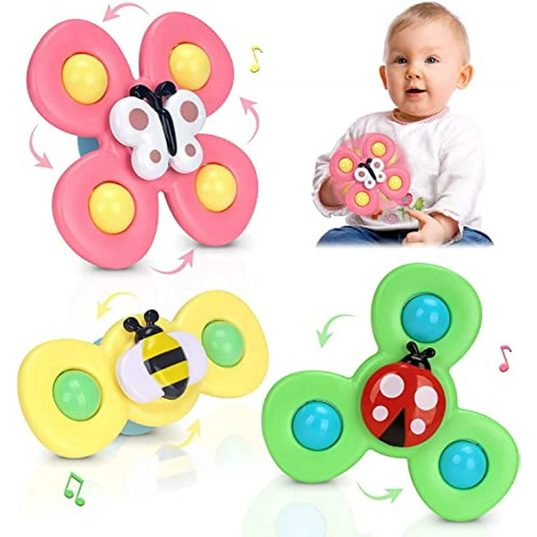 Ruohey Suction Cup Spinner Toys for 2 3 Year Old Girl Boy Gift, Sensory Toys Learning Toys for Toddlers, Baby Bath Toys for Babies 18+ Months, Baby