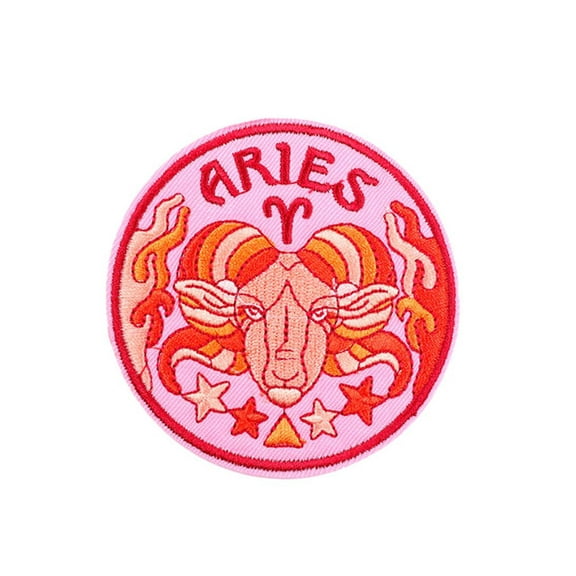Ruoming 1 PCS Circular Patch Iron On or Sew On Constellation Patch Aries Patch