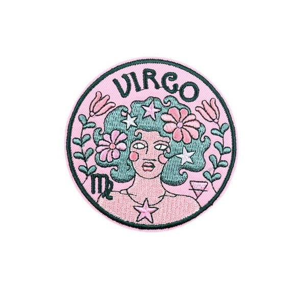 Ruoming 1 PCS Circular Patch Iron On or Sew On Constellation Patch Virgo Patch
