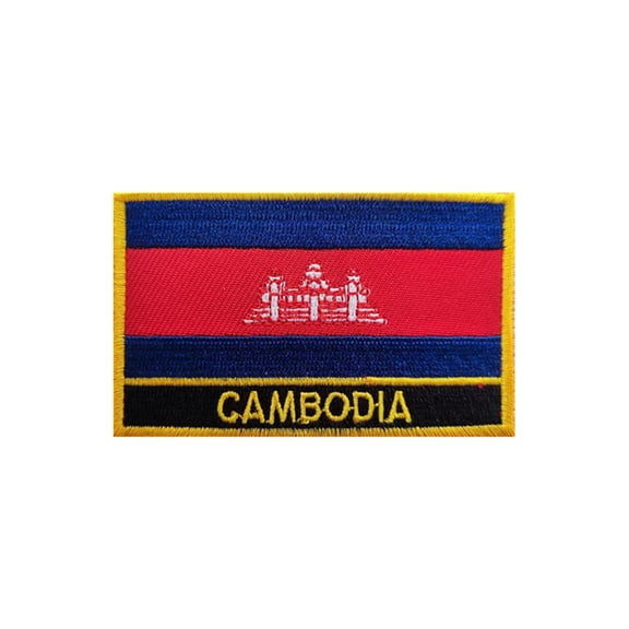 Ruoming 1 PCS National flag Patches Iron On or Sew On Embroidered Tactical Military Cambodia Patch