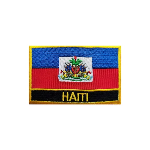 Ruoming 1 PCS National flag Patches Iron On or Sew On Embroidered Tactical Military Haiti Patch