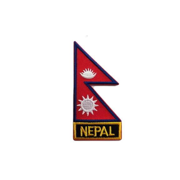 Ruoming 1 PCS National flag Patches Iron On or Sew On Embroidered Tactical Military Nepal Patch