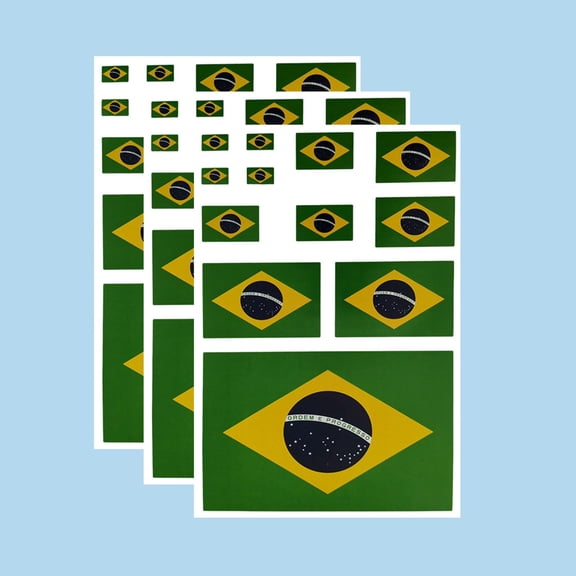 Ruoming Ruoming 3 PCS National Flag Stickers, Multiple Sizes, Self-Adhesive Decals for Cars, Phones, Bags（Brazil）