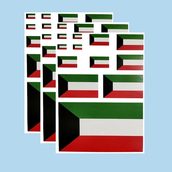 Ruoming Ruoming 3 PCS National Flag Stickers, Multiple Sizes, Self-Adhesive Decals for Cars, Phones, BagsKuwait