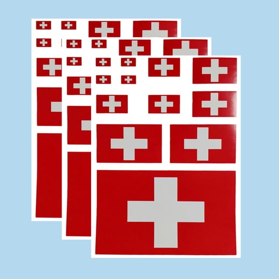 Ruoming Ruoming 3 PCS National Flag Stickers, Multiple Sizes, Self-Adhesive Decals for Cars, Phones, Bags（Switzerland）