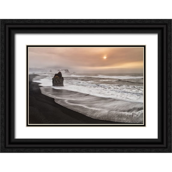 Ruoppolo, Luigi 32x23 Black Ornate Wood Framed with Double Matting Museum Art Print Titled - A Winter Morning In Iceland