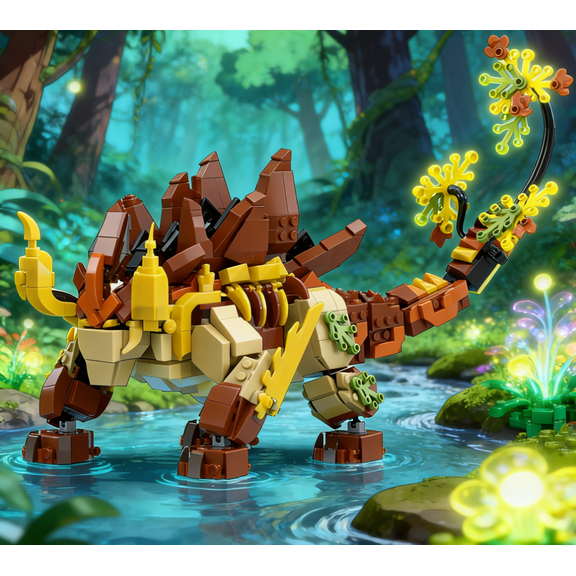 Ruota Dragon King Blocks Set | Game-Inspired Mythical Creature Model with Articulated Limbs & Floral Tail | DIY Assembly Brick Toy | Compatible with Major Brands | Gift for Fantasy & Gaming Collector