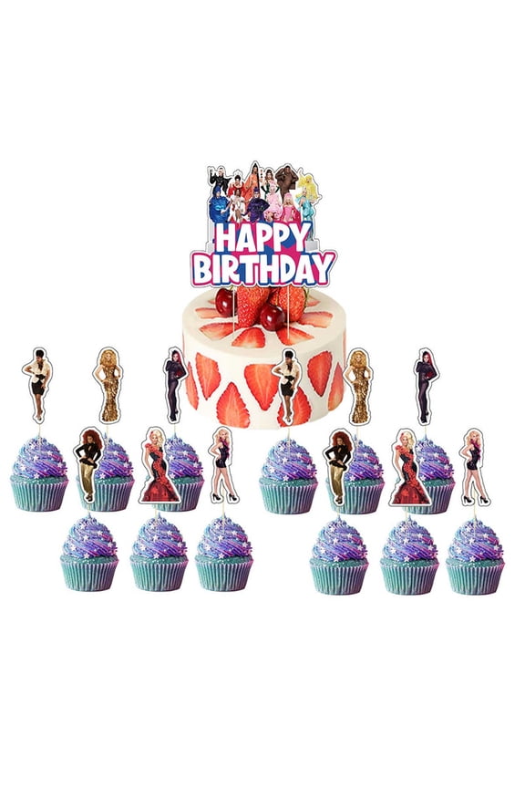 Rupaul Cake Topper CupcakeS Set Birthday Party Supplies Decoration Decor Kit