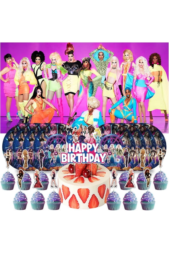 Rupaul Birthday Supplies Plates Decorations Decor Backdrop Banner Cake Topper Fans