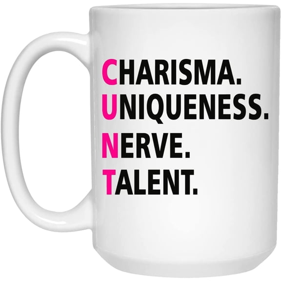 Rupaul's Drag Race Inspired Coffee Mug, Charisma, Uniqueness, Nerve, Talent 15oz