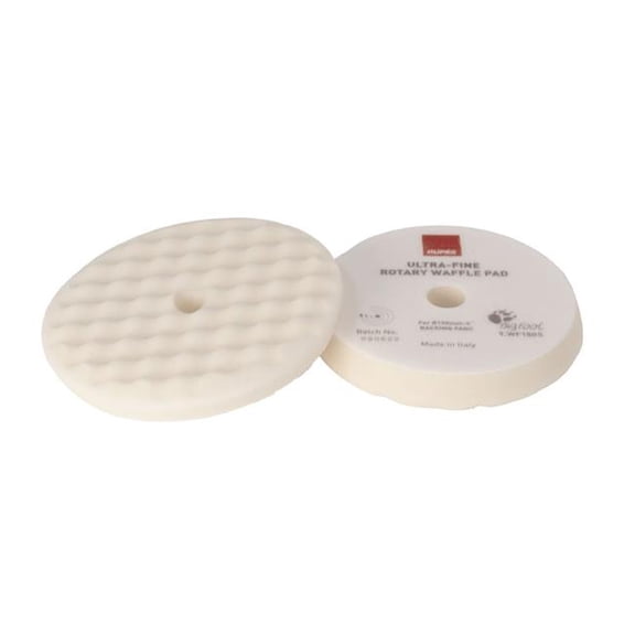 Rupes 9.WF90S 90 mm Cloth Hook & Eye Waffle Ultra-Fine Polishing Foam Pad for Rotary Polishers - White