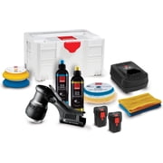 Rupes Bigfoot HLR75 Mini iBrid Polisher Beta Kit with Dual Power Battery or Corded 12mm Orbit 3 Inch Backing Plate Compact Tool with Pads Compounds Batteries and Charger
