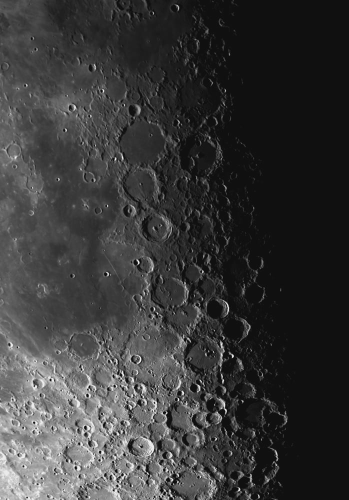 Rupes Recta ridge and craters Pitatus and Tycho Canvas Art - Phillip JonesStocktrek Images (24 x 34)
