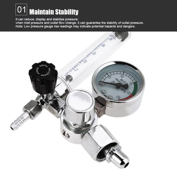 Rupoun 0-25MPa Argon Flow Meter Pressure Regulator Gauge For Mig Tig Welding G5/8 17 cm / 6.7 inches