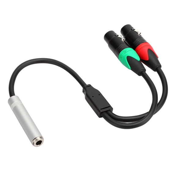 Rupoun 0.3M / 11.81 inches 24AWG Pure Copper Double Shield 6.35 Female to Dual XLR Female Audio Connecting Cable