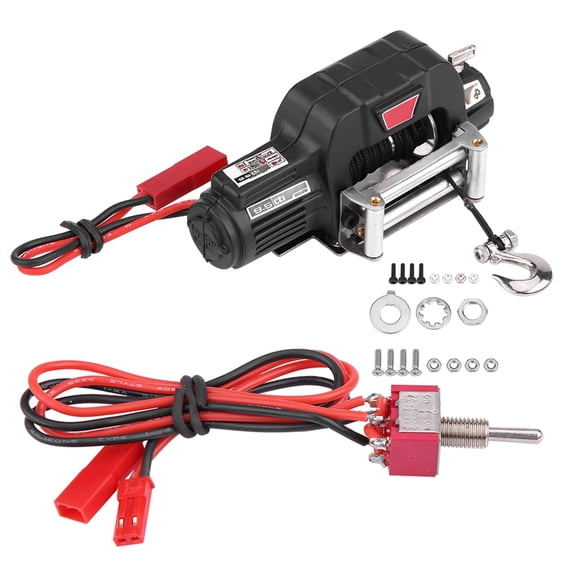 Rupoun 1/10 Scale Crawler Winch With Control System Set for Traxxas HSP Redcat RC4WD Off-Road Car, Metal & Plastic RC Replacement Parts & Accessories, Black & Silver