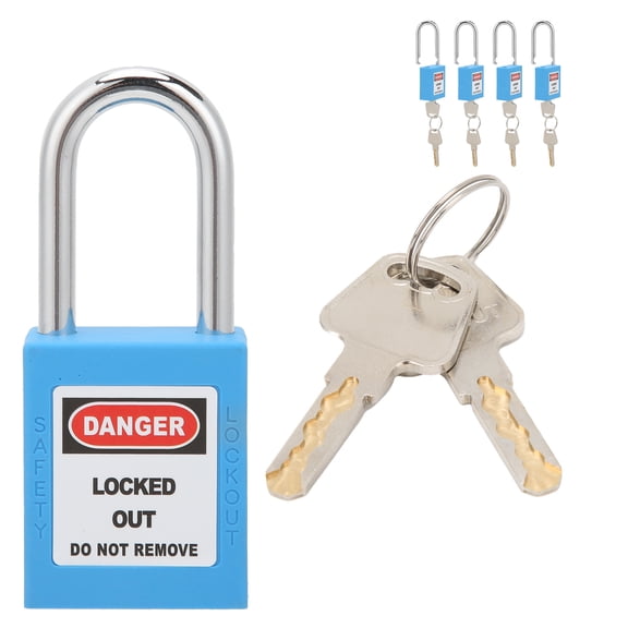 Rupoun 1.5in / 38mm Safety Padlocks Steel Beam Insulated Lock with Keys for Industry Machine Manufacturing Blue, 5 Count [cite: 7]