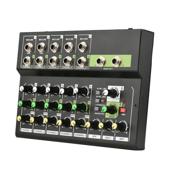 Rupoun 10-Channel Mixing Console Digital Audio Mixer Stereo Mic/Line Mixer with Reverb & 48V Phantom Power for Recording DJ Network Live Broadcast Karaoke (10.24 inches / 26 cm) US Plug