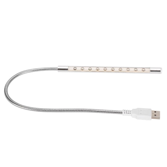 Rupoun 10 LED USB Laptop Keyboard Light, Flexible Gooseneck Portable Computer Night Light, Energy Efficient 1W Reading Lamp for PC Desktop Power Bank, White (9.84 inches / 25.0 cm)
