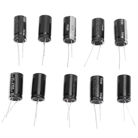 Rupoun 10 Pcs Black 35V 4700μF Aluminium Electrolytic Capacitor Standard Terminal 18x30mm / 0.71x1.18 inches