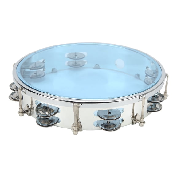 Rupoun 10 inches / 25.4 cm Hand Drum Adjustable Tone Double Row ABS Light Hand Bell Handheld Percussion Blue