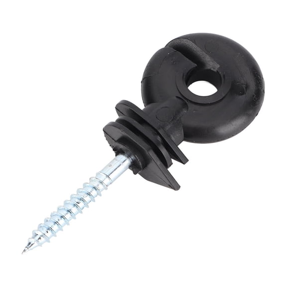 Rupoun 100-Pack Black Screw-In Ring Insulators for Wood Post Electric Fencing, Heavy Duty Poly Wire or Tape Connector, Weather Resistant Field Guardian Livestock Protection, 12.99 inches / 33 cm