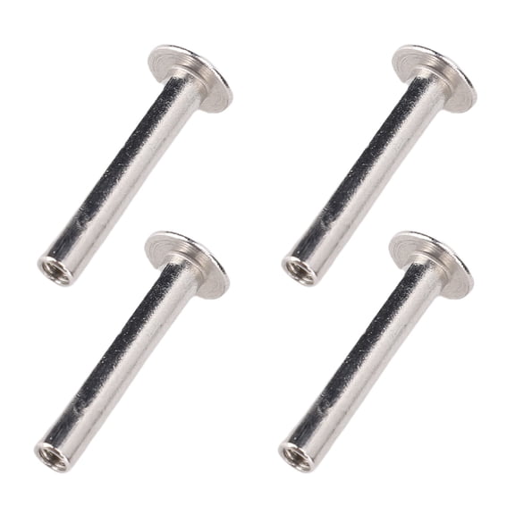 Rupoun 100 Set M3 Screw Rivets 4x24x8.5mm Flat Round Head Binding Rivets for PU Leather DIY Crafts Bookbinding Stainless Steel Alloy Fasteners
