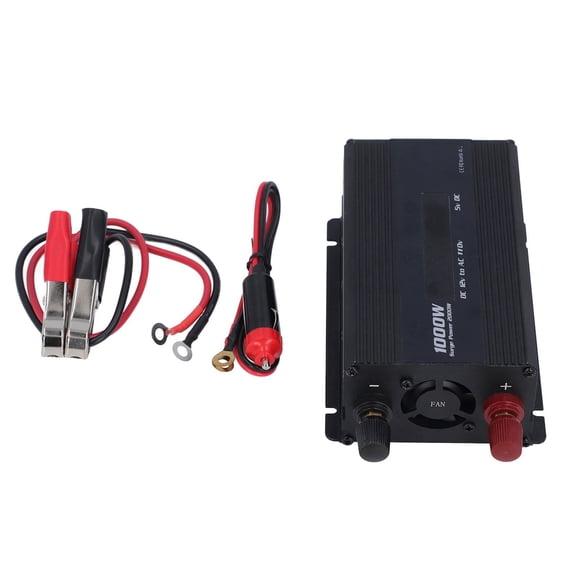 Rupoun 1000W Continuous 2000W Surge Power Inverter Car Plug Adapter Outlet Converter with USB Fast Charging US Standard Socket DC 12V to 110V for Vehicles