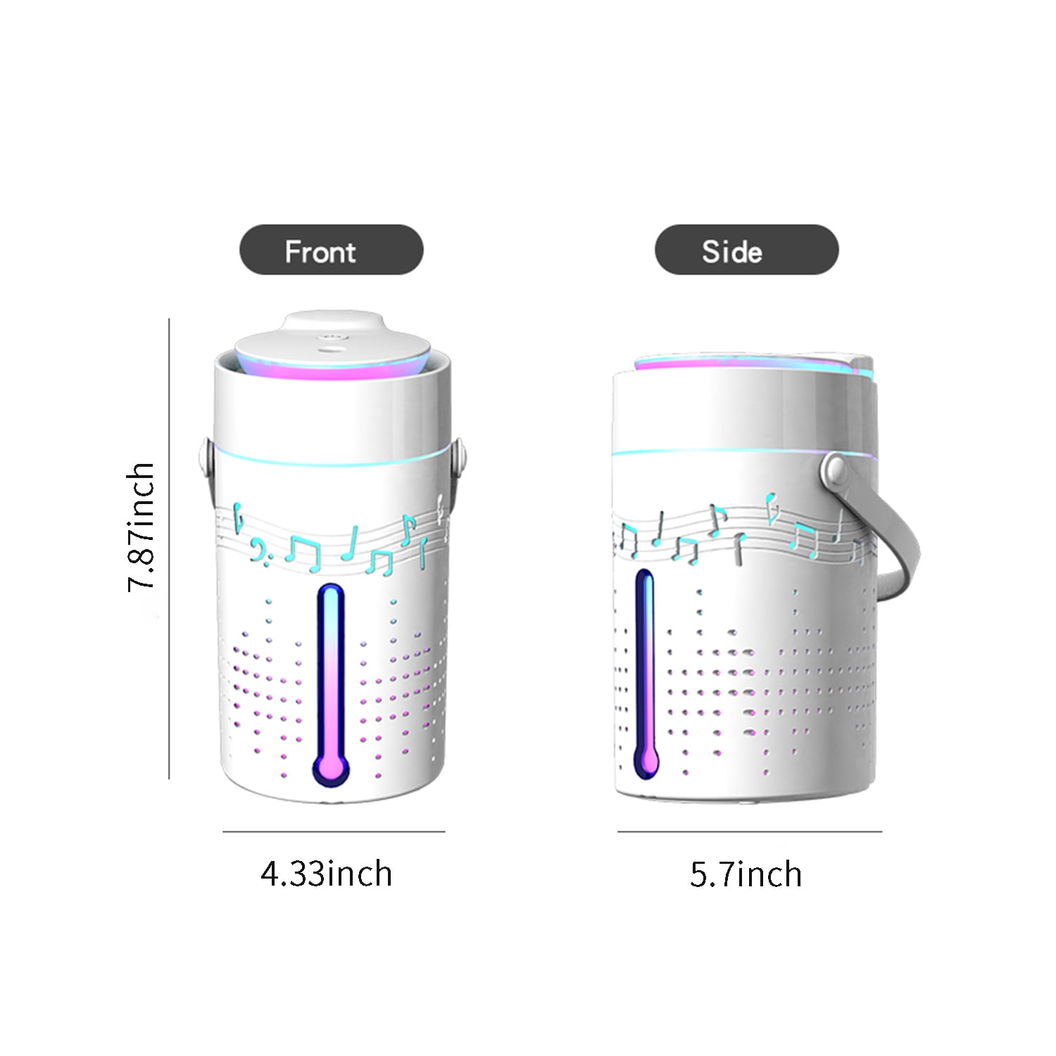 Rupoun 1000mL Cool Mist Humidifier Diffuser with Bluetooth Speaker Auto Shut-off USB Powered for Bedroom Office White (7.87 inches / 20 cm)