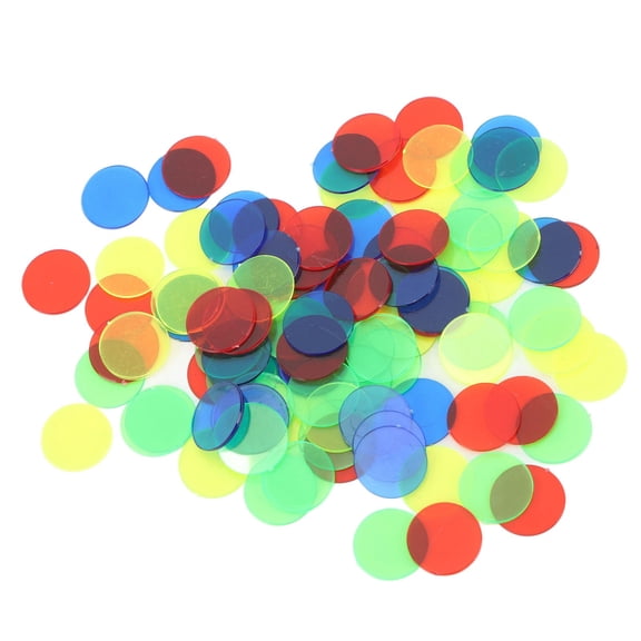 Rupoun 100Pcs Game Token Disc Translucent 15mm Diameter Round 4 Colors Board Game Counting Disk Chip Replacement Parts