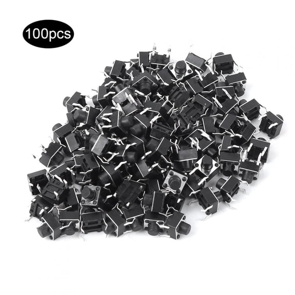 Rupoun 100pcs Momentary Tactile Push Button Switch Mini Micro Tact Switch Accessory 6 x 6 x 6mm (0.24 inches) for Circuit Boards, DIY Electronics, and Home Improvement Electrical Equipment
