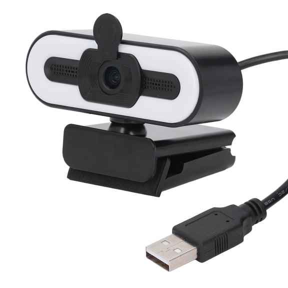 Rupoun 1080P HD Webcam with Adjustable Ring Light and Microphone, Wide Angle Camera, USB 2.0 Plug and Play Computer Web Camera for Video Streaming, Conference, Gaming, and Online Learning (15 cm)