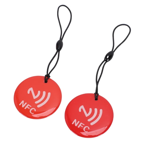 Rupoun 10PCS Red NTAG213 Programmable NFC Keychain Access Card Compatible with All NFC Enabled Mobile Phones and Devices 13.78 inches / 35cm