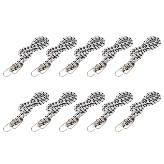 Rupoun 10PCS Rubber Elastic Rope with Hook Heavy Duty Tie Down Stretch String 4.9ft (1.5m)