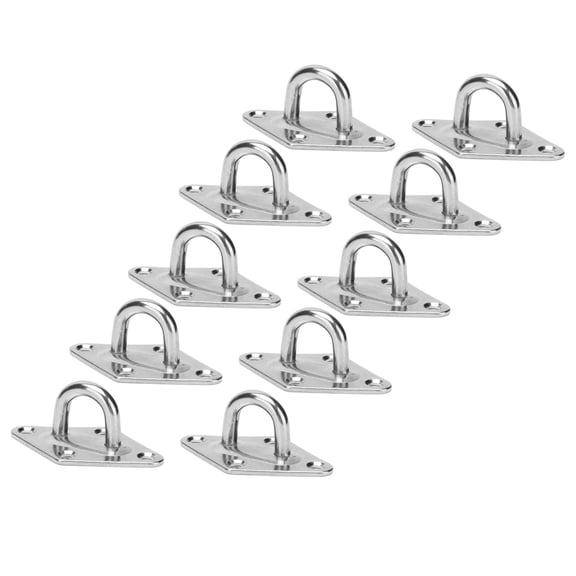 Rupoun 10Pcs Eye Plate 316 Stainless Steel Heavy Duty Suspension Pad Hammock Hooks Marine Fixed Buckle Dia 5mm / 0.2 inches Snag-Free Corrosion Resistant Boat Deck Wall Mount Ceiling Anchor Hanger