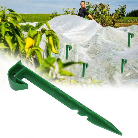 Rupoun 10Pcs Garden Stakes 5.71 Inches Heavy Duty Plastic Ground Pegs Secure Weed Barrier Fabric Weed Control Shading Net Anchor Tents Tarps and Landscaping Supplies Green