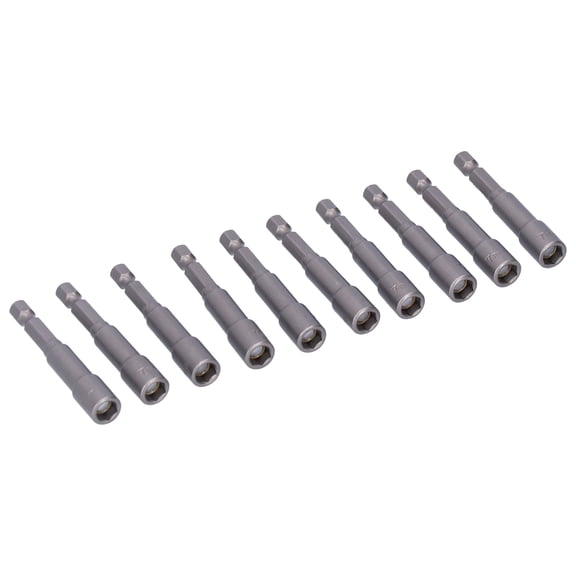 Rupoun 10Pcs Hex Socket Set with Strong Magnetic, 7mm Inner Diameter, Chrome Vanadium Steel Screwdriver Bit Accessories, 1/4 inch Shank, 10 Count