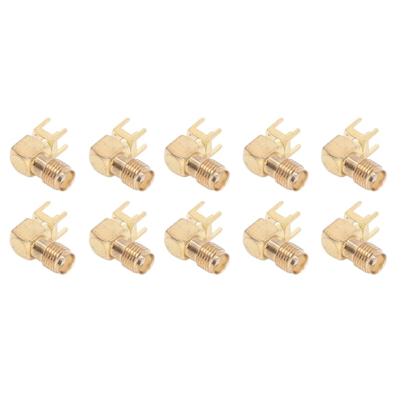 Rupoun 10Pcs RF Connector Panel Bent 90 Degree 4 Pin Antenna Base PCB Board End Coaxial Adapter SMAKWE, 50 Ohm Impedance, OFC Material, (2.76x1.57x0.39 inches / 7x4x1 cm) - Reliable Signal