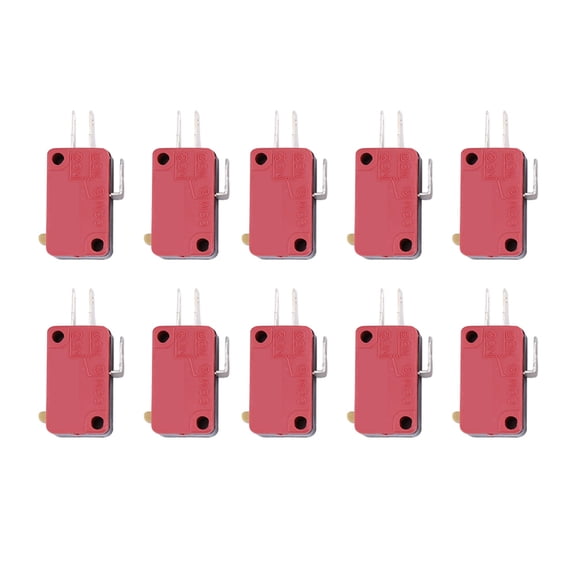 Rupoun 10Pcs Red 3Pins Push Button Micro Switch Replacement for Arcade Game Machine Accessories, High Sensitivity Quick Action Switches, 10,000,000 Cycles Lifespan, Classic Game Console Parts
