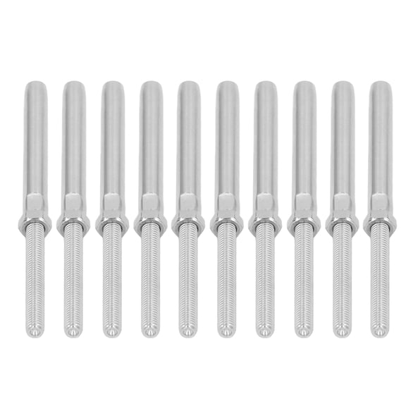 Rupoun 10Pcs Thread Swage Lag Screw Stainless Steel Cable Railing Hardware Swage Lag Screw Kit M6 3mm / 0.12 inches For Wood Post Stair Deck Railing System Installation