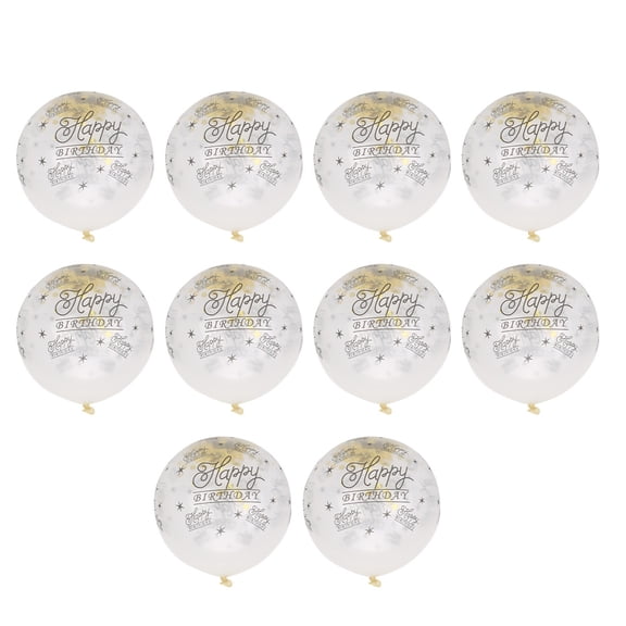 Rupoun 10Pcs Transparent Latex Confetti Balloons with Golden Sequins for Happy Birthday Party Wedding Anniversary Decorations, 12 inches / 30.4 cm, Premium Party Supplies