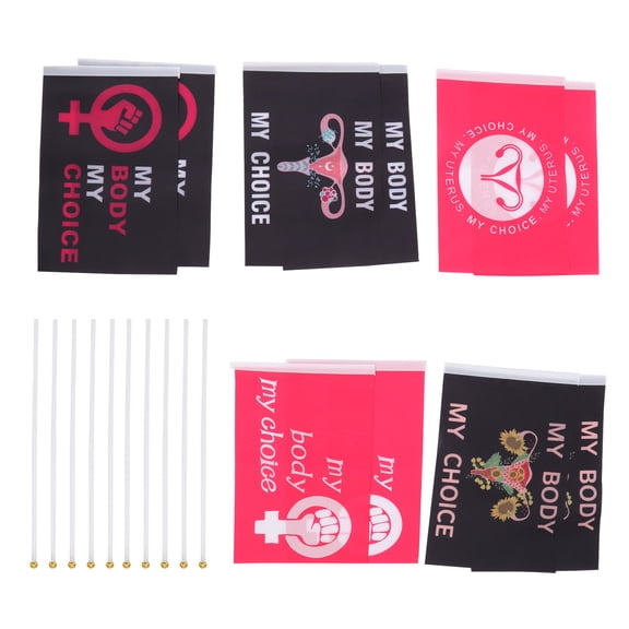 Rupoun 10Pcs Women Rights Flag Feminist Garden Flag Abortion Law Garden Banner for Outdoor Yard Decoration Type B, 13.78 in / 35 cm