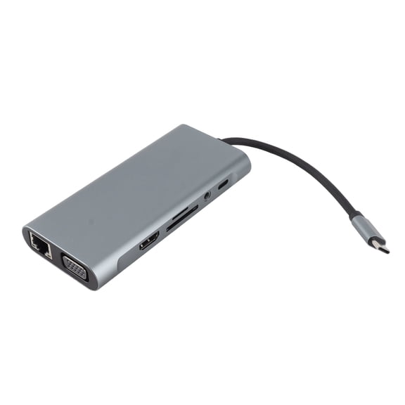 Rupoun 11-in-1 Type C Hub Multi-Function 4K High Definition HDMI VGA Gigabit Ethernet 5 Gbps Transmission 100W PD Charging Aluminum Alloy Type C Docking Station for Laptop