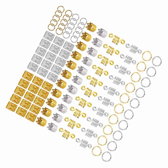 Rupoun 110pcs Hair Braid Rings Dreadlock Three Ply Hair Clips Loops Decoration for Women and Girls, Metal Hair Accessories Set for Braids Extensions Updos, Gold and Silver, 3.15 inches / 8 cm