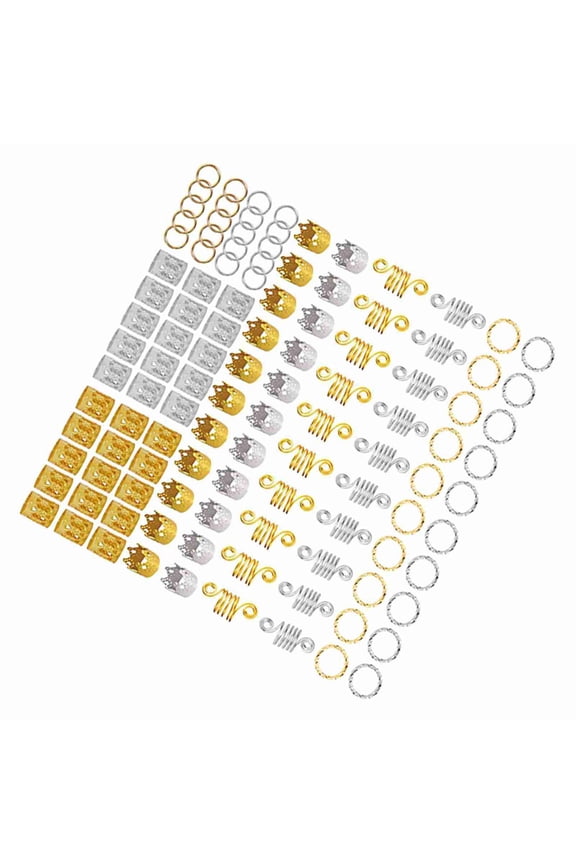 110pcs Hair Braid Rings Dreadlock Three Ply Hair Clips Loops Decoration for Women and Girls, Metal Hair Accessories Set for Braids Extensions Updos, Gold and Silver, 3.15 inches / 8 cm